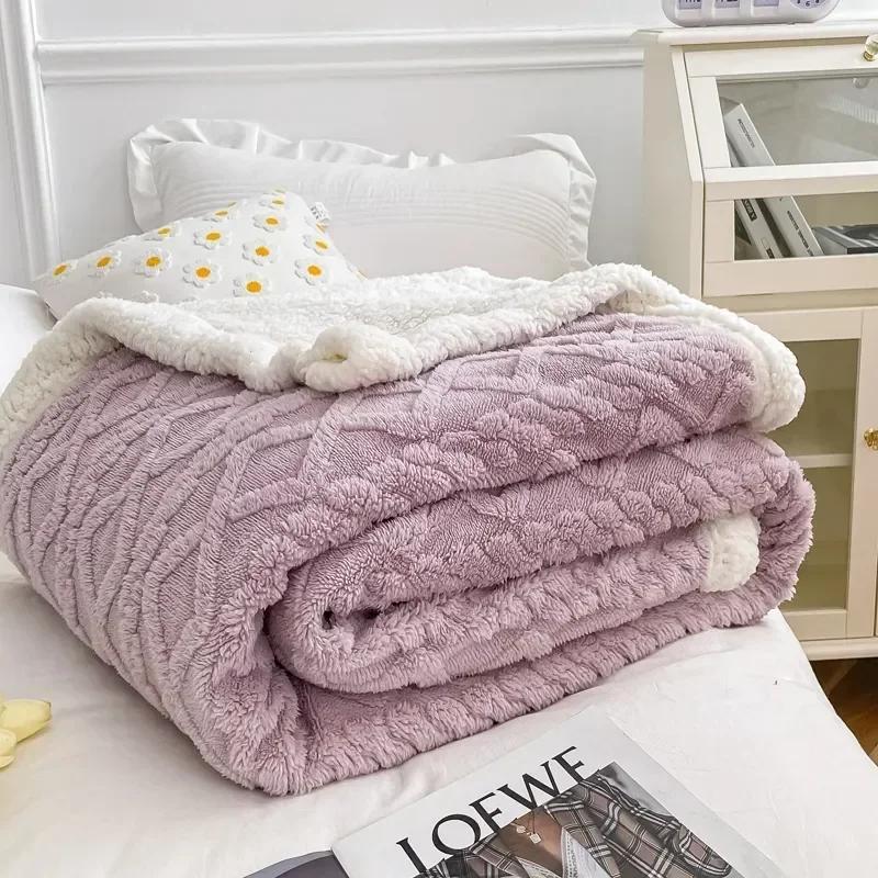 Plaid-Bettdecke für Kinder und Erwachsene, warme Winterdecken und Überwürfe, dicke Woll-Fleece-Überwurf, Sofa-Bettdecke, Bettdecke, weiche Tagesdecke