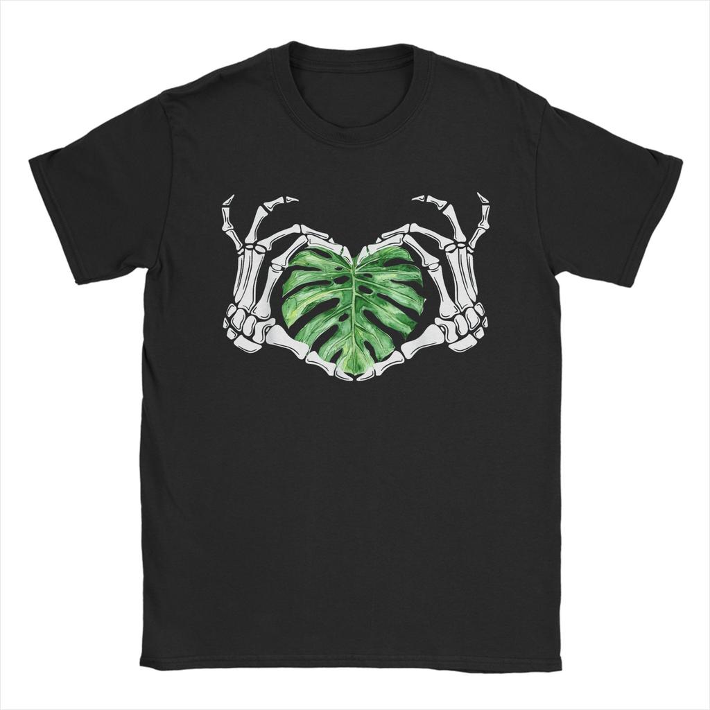 Harajuku T-Shirt Beach Monstera Skull Plant Lover Skeleton Grunge Hip Hop T-Shirts Pure Cotton Tee Shirt Short Sleeve Clothing