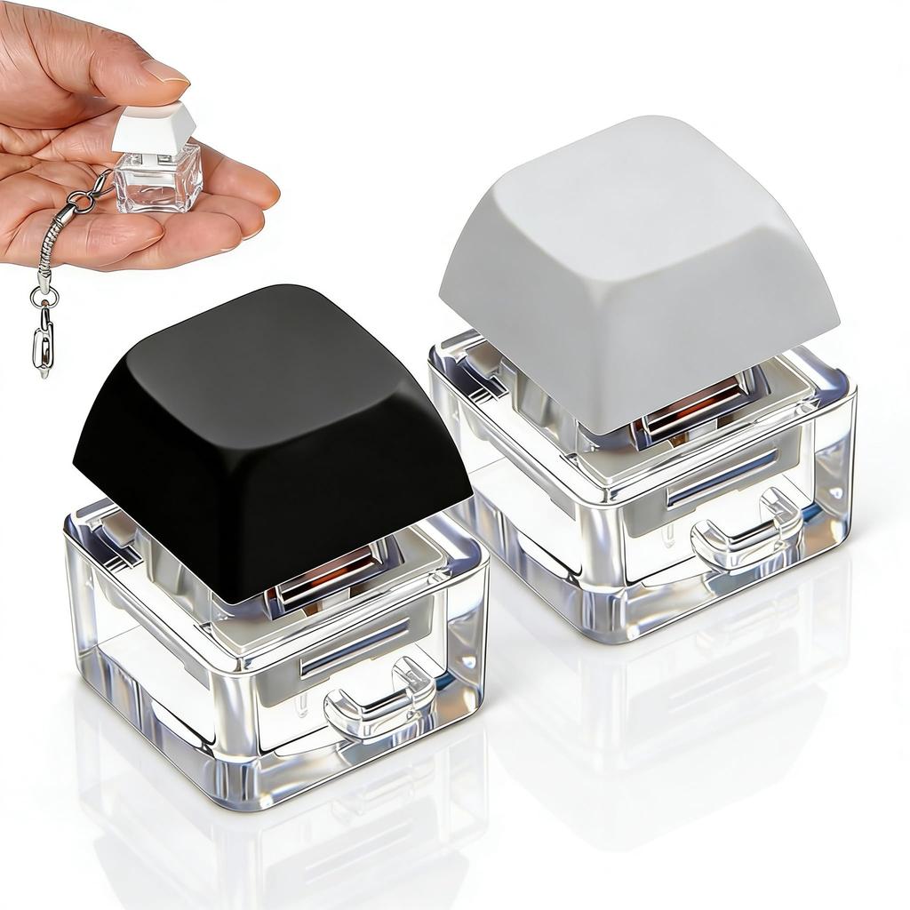 Clicker Keyboard Fidget Toy Keychain Mechanical Keycap Stress Relief Accessory Mini Keyboard Switch For Anxiety Relief &Calming
