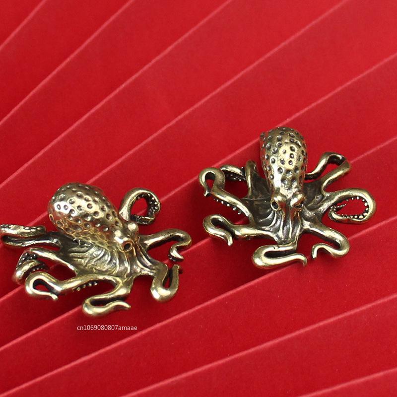 Brass Octopus Home Decoration Copper Animal Figurines Miniatures Home Desk Ornament Accessories Creative Table Tea Pets Craft