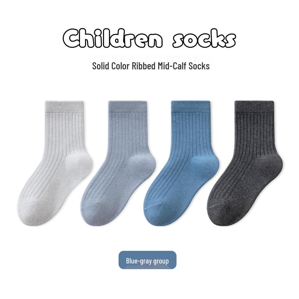 Mädchen-Baumwollsocken in mittlerer Wadenlänge - Einfarbig für Frühling, Herbst und Winter