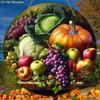 Autumn Harvest Wooden Sign with Fruits and Vegetables Pattern Design - Unique Wall Pediments - Ideal for Front Door, Yard, Porch, Room Decor