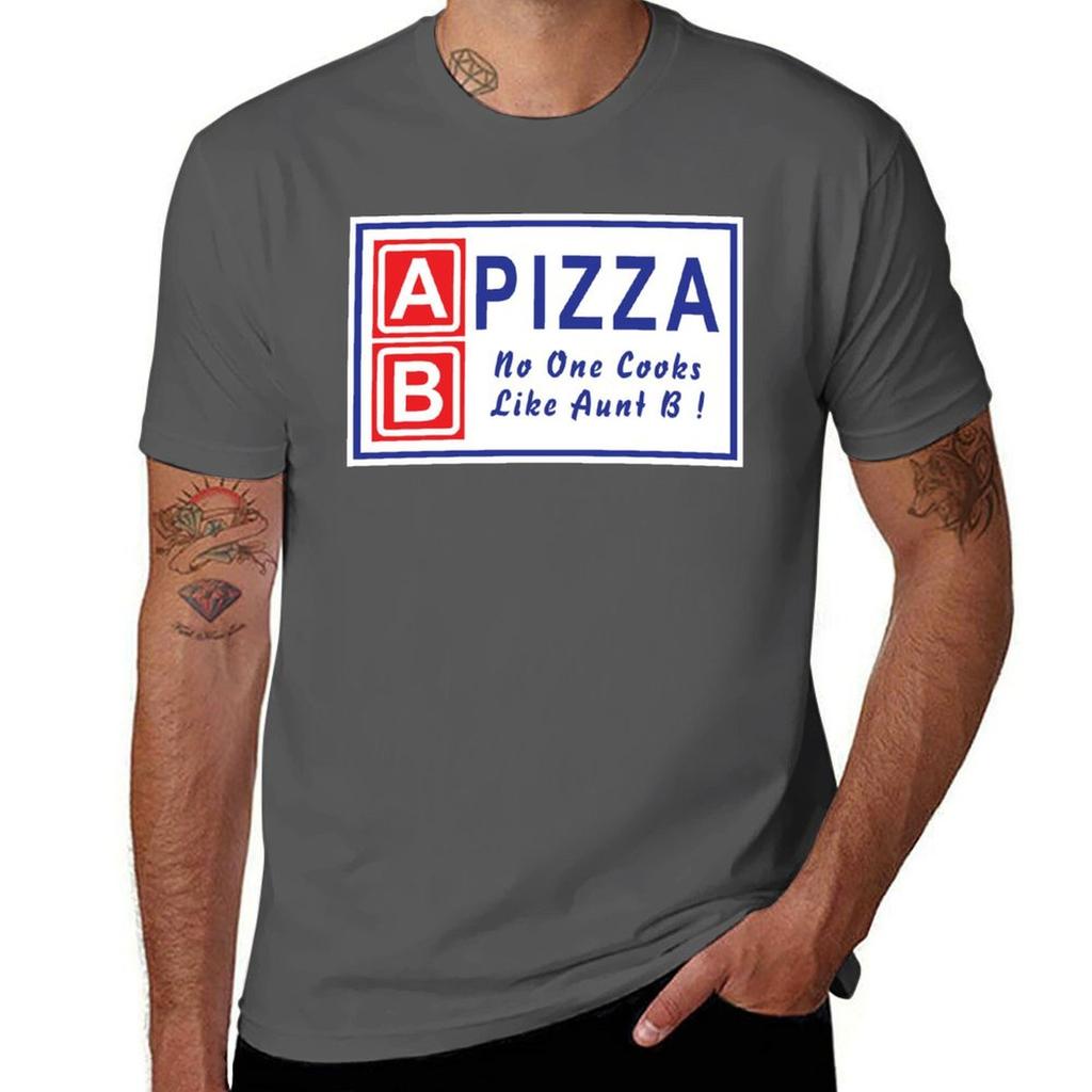 AB Pizza No One Cooks Like Aunt B TShirt Simple Solid Color Crew Neck Tee