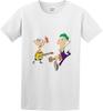 Men's Cotton Shirt Phineas and Ferb Musical Comedy Logo Short Sleeves White