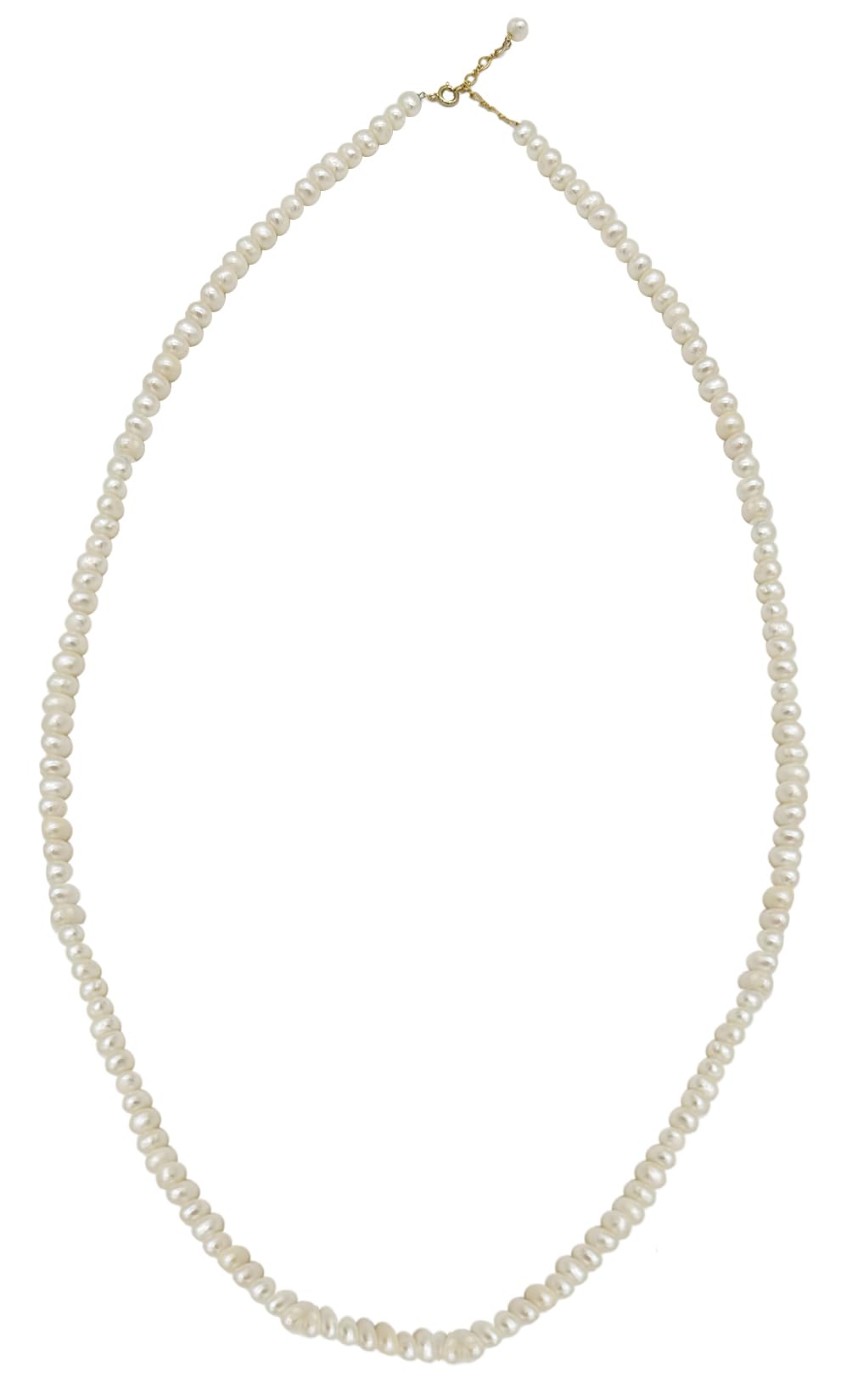 

Барокове перлинне кольє з прісноводних перлів з регулятором ланцюжка, білі аксесуари, прості, золоті, металеві, гіпоалергенні, зроблені в Японії nif0069 70 см [miwaki] білий