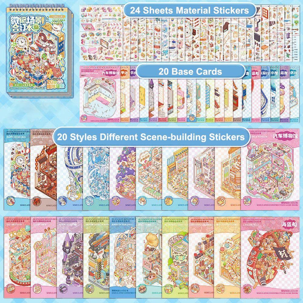 Cozy House Landscape Stickers Collection Book 3D Hut Journal Stickers 3D Scene Stickers Photo Prop