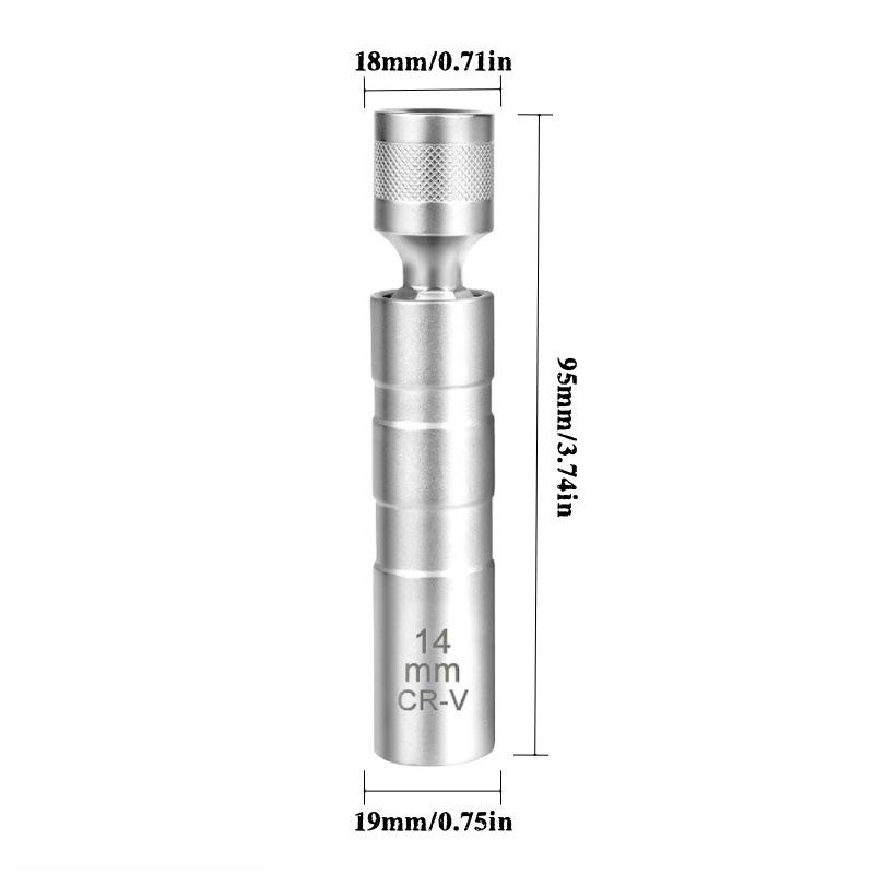 Universal 14mm/16mm Thin-Walled Magnetic Spark Plug Socket with Joint for Car Repair