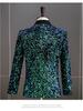 Men's Iridescent Sequin Tuxedo Jacket - Ideal for DJs, Nightclubs, and Stage Performances