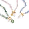 Trendy Natural Stone Colored Pendant Necklace For Women Gold Plated Stainless Steel Charms Necklace Jewelry
