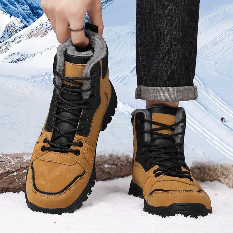 Pánské plyšové vysoké boty, velké velikosti, plyšové teplé ruské zimní boty, velikost 39-47