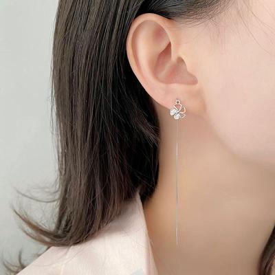 Diamond-inlaid Flower Ear Line Exquisite Light Luxury Temperament Niche Sweet Lady Long Look Slim Face