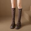 Fashion Fur High Heels Women's Long Boots Platform Elegant Heeled Ladies Knee Shaft Shoes Round Toe on Promotion Sale Spring Autumn Hot