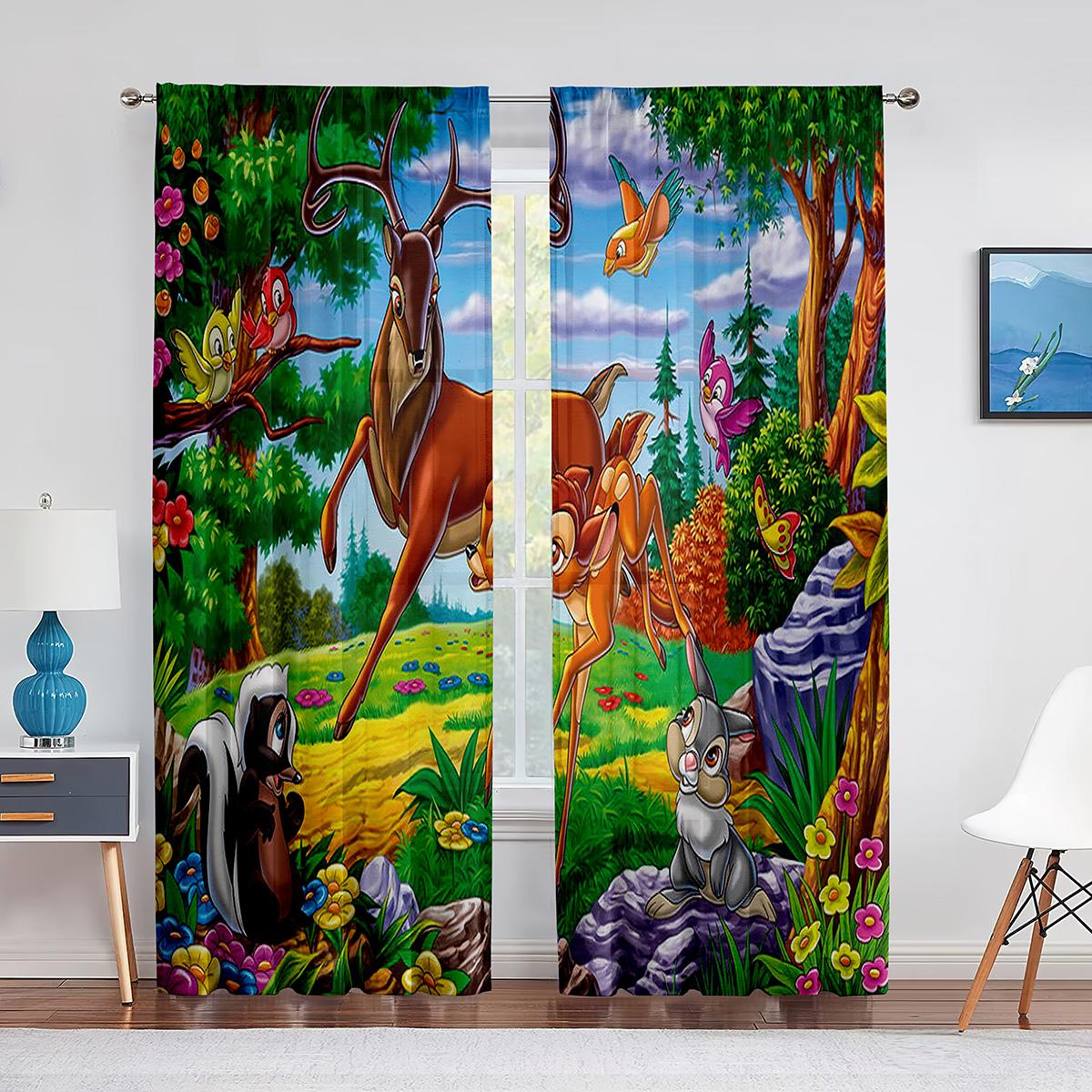 Мультяшные дикие животные Прозрачная вуалевая занавеска Тигр Слон Жираф Оконные шифоновые — фото 14
