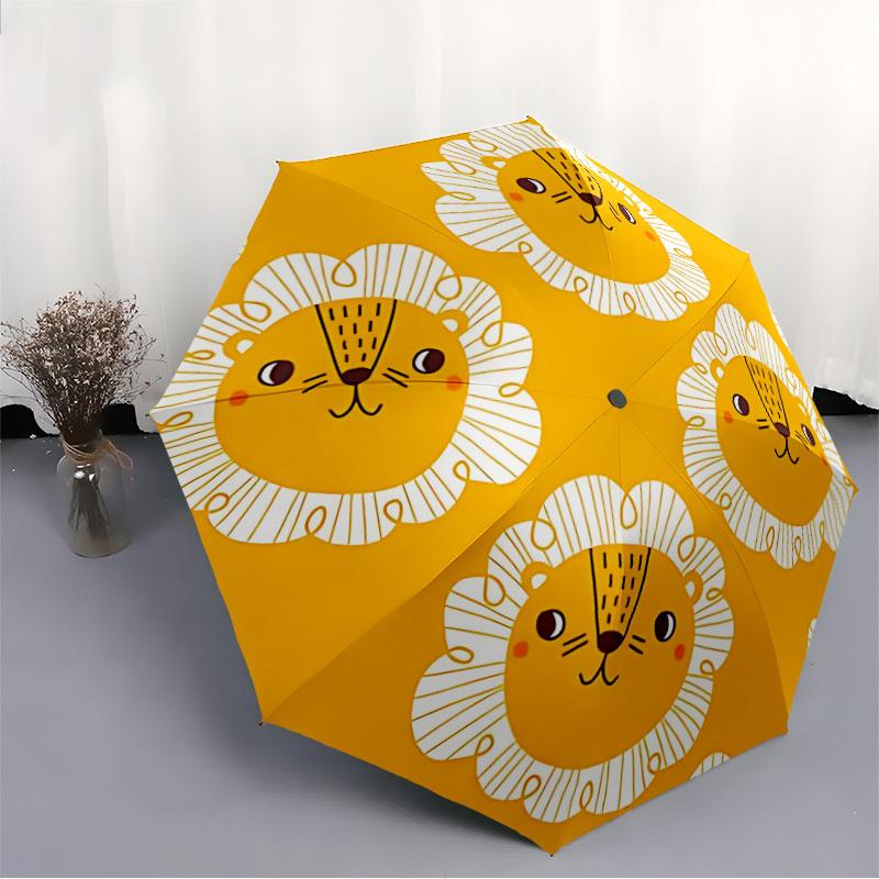 1pc Lion Pattern Automatic Opening and Closing Folding Umbrella with 8 Iron Ribs - Portable, Foldable for Travel Yy251124124