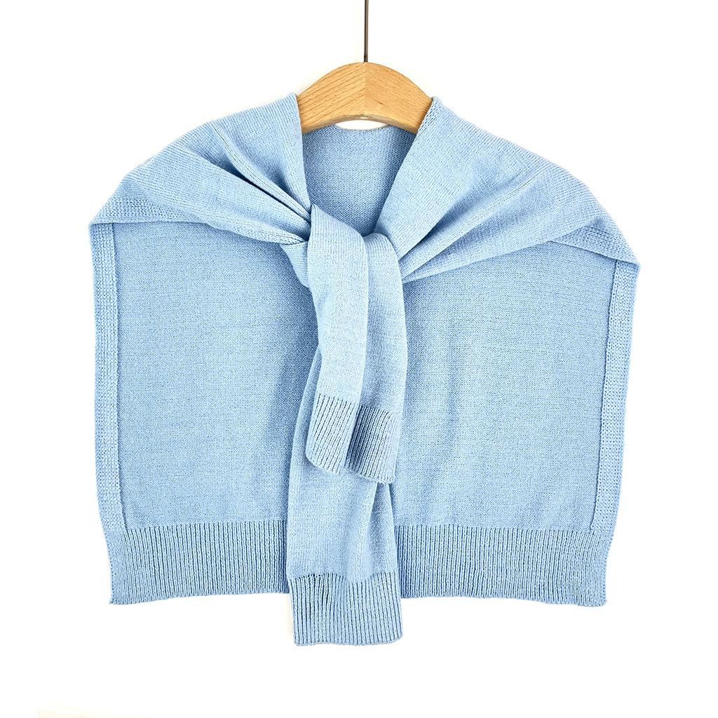 

Тондэмун Фейк-воротник Маленькая шаль Однотонная вязаная шаль с узлом шарфа Шарф 90cm небесно-голубой