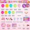 206 PCS Candyland Party Decorations, Candy Land Decoration with Candy Balloons, Lollipop Backdrop, Tablecloth, Candyland Birthday Banner, Cake