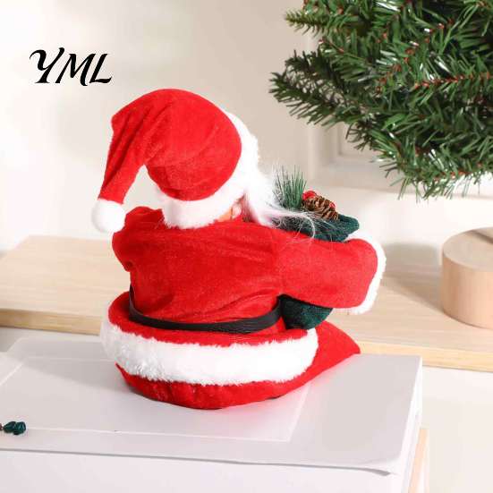 Winter Holiday Home Decor Plush Santa Claus Figurine, 11.81 Inch Christmas Sitting Fabric Shelf Sitter Doll for Decoration And Festive Scene