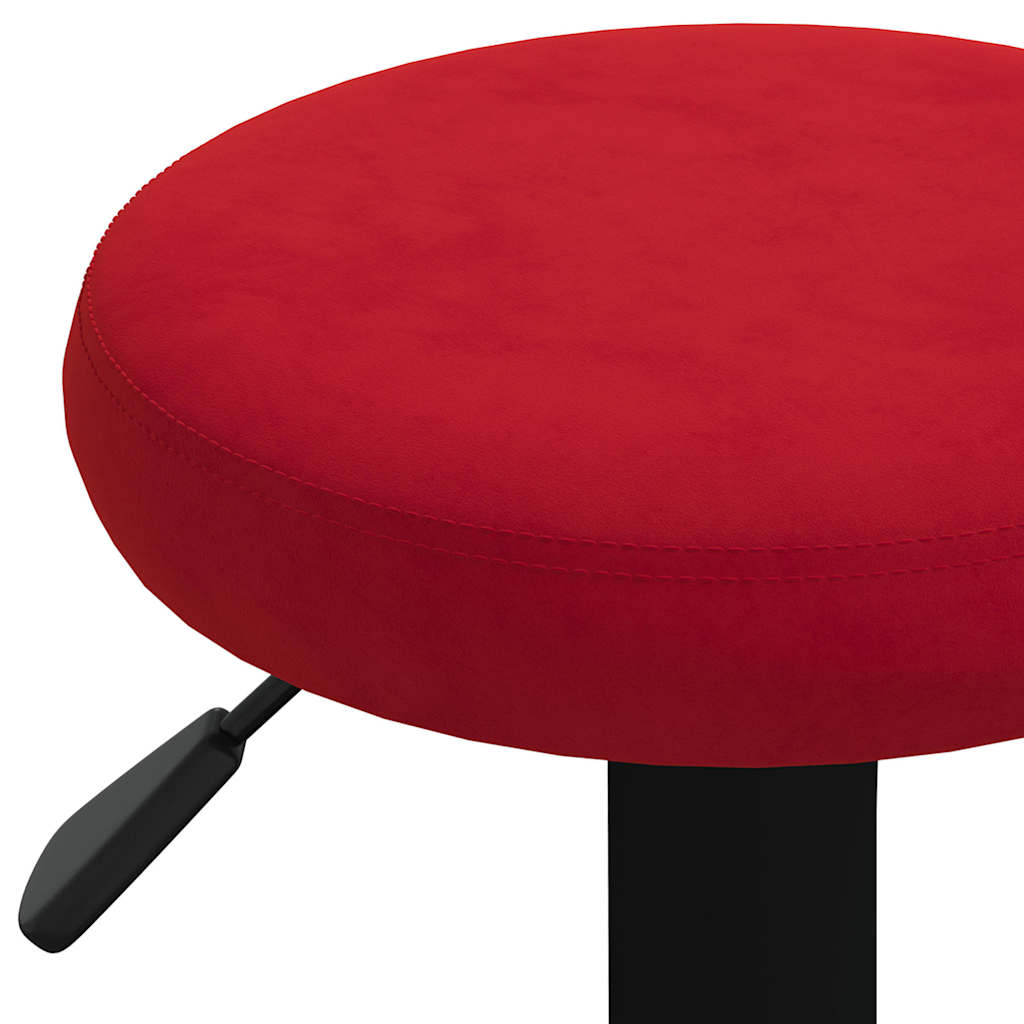 Bar Stool Set of 2 Burgundy Velvet