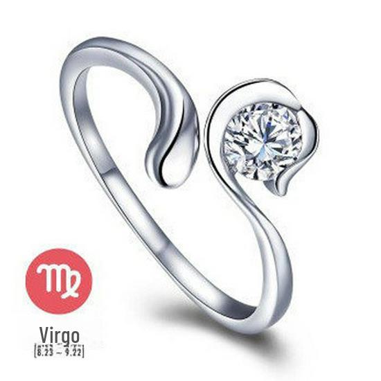 Weihua Koreanischer Sternzeichen-Zirkonring: Retro-Stil im europäischen und amerikanischen Stil, versilbert, verstellbar, für Frauen oder Paare.