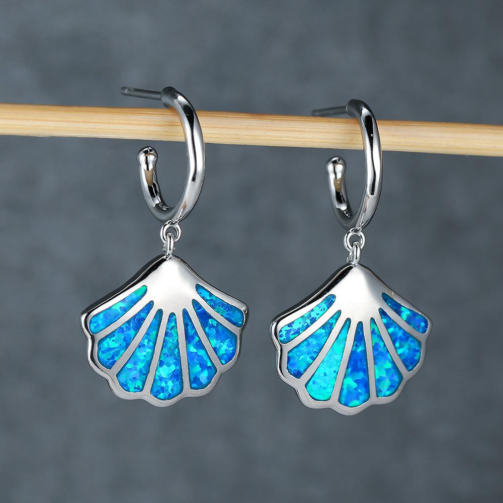 New Korean Style White Ocean Style Shell Earrings Simple and Versatile Retro Ocean Earrings
