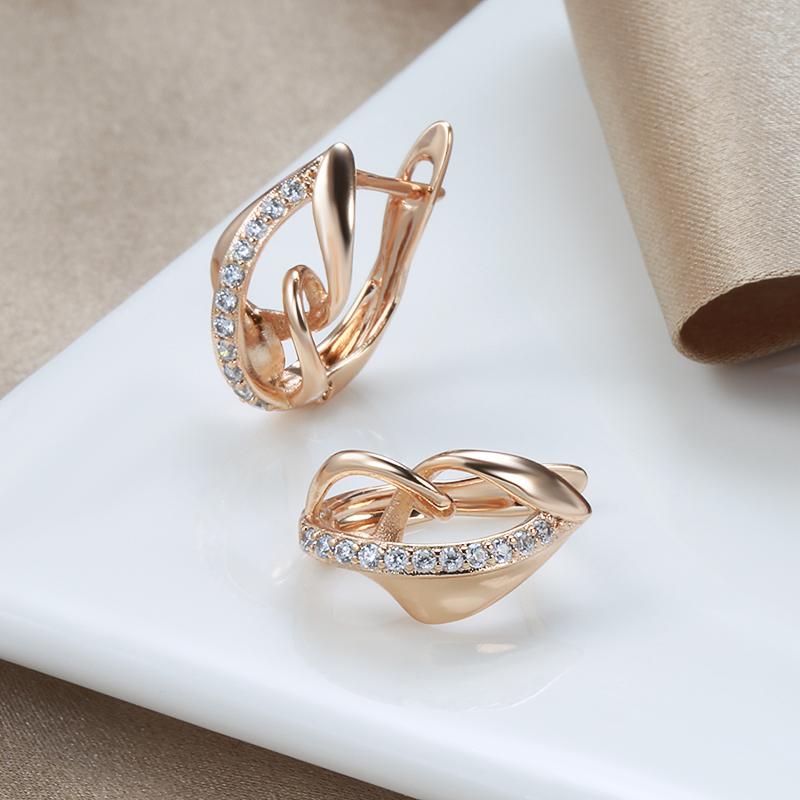 New Unusual Earrings  Rose Gold Micro Wax Inlay Natural Zircon Women Earrings Fashion Party Wedding Jewelry