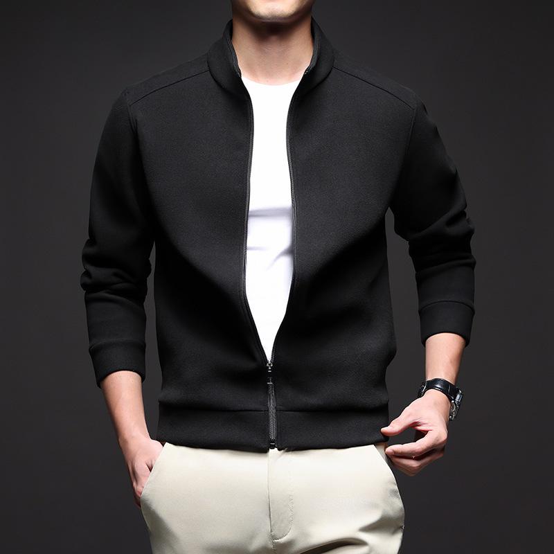 Men s Heavyweight Thickened Wool Blend Stand Collar Zipper Cardigan Jacket L