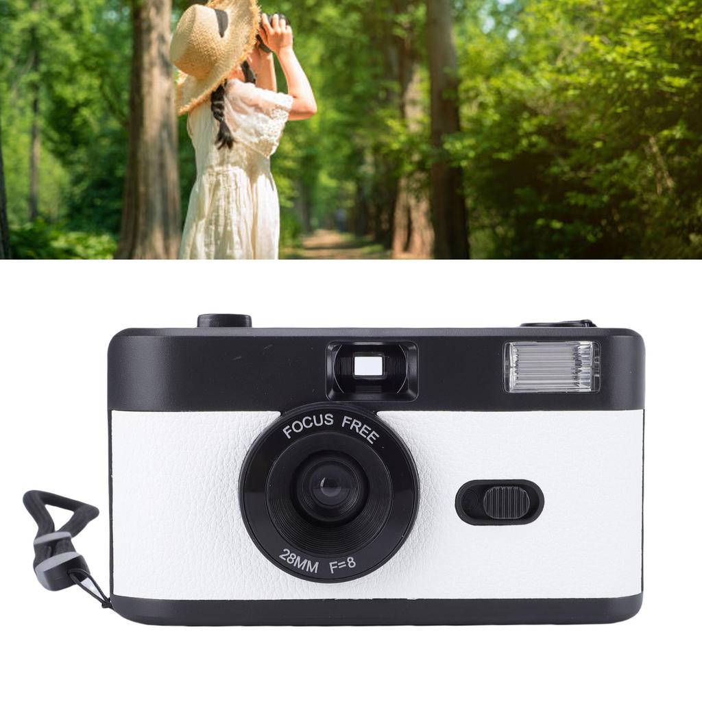 35mm Film Camera 28mm F/8 Reusable Retro Film Camera with Flash 27 Color Films for Students Adults Birthday Gifts
