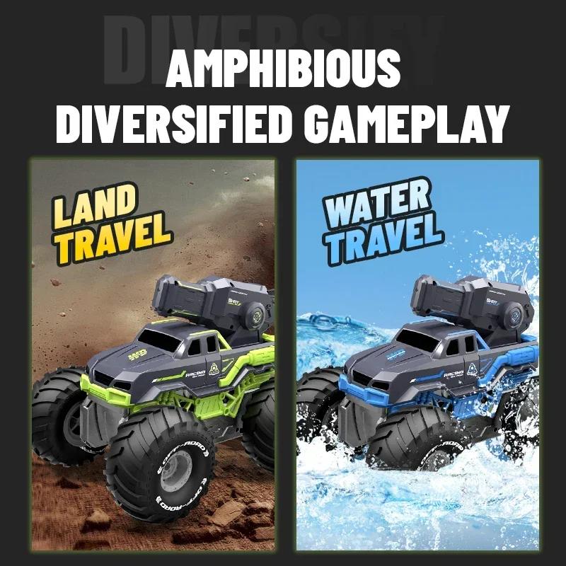 Amphibious Rc Car 2 Control Mode Remote Control Climbing Car 2.4Ghz Off-Road Stunt Vehicle Water Toys Kids Children Gift