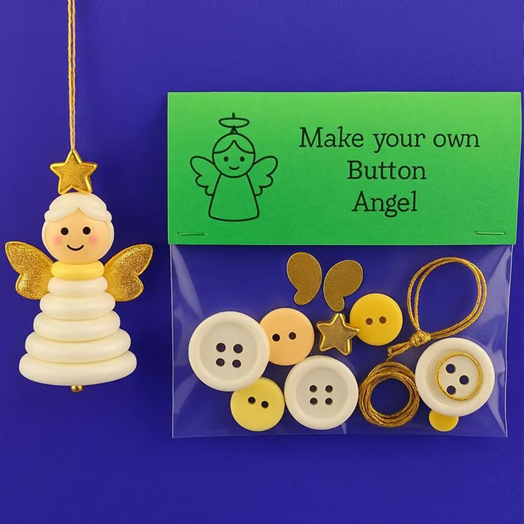 5 - Button Kit - DIY Button Handmade Kit, Novel Christmas Decorations. Santa and for Creative Decorations Gifts