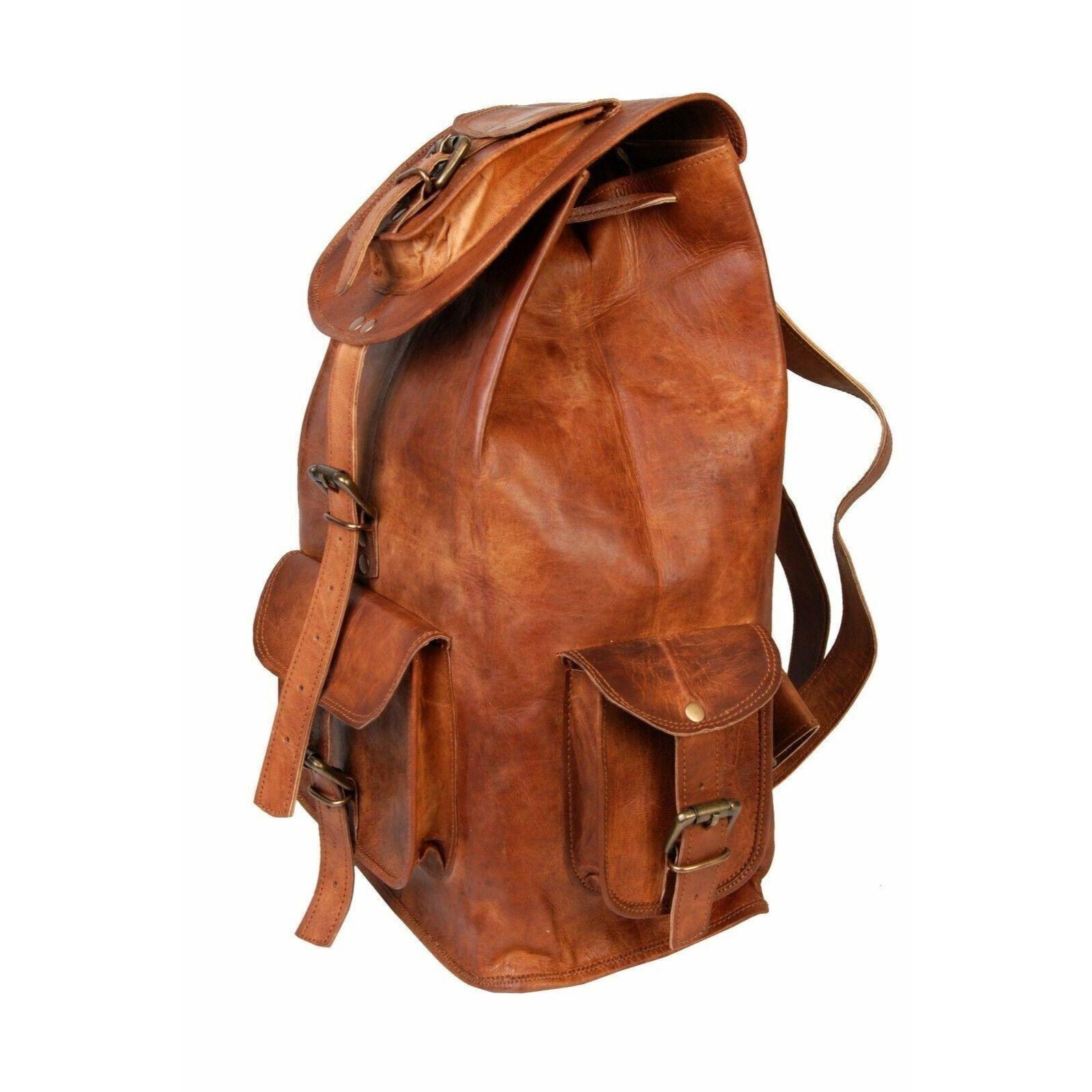 Большой мужской винтажный рюкзак из натуральной козьей кожи — фото 3