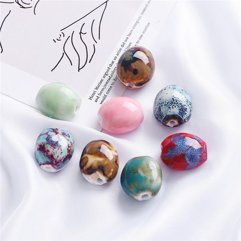 5 ks 21x18mm květinová glazura porcelánové korálky Široké fazolové keramické korálky pro výrobu šperků DIY kouzla Náramek Náhrdelník řemesla