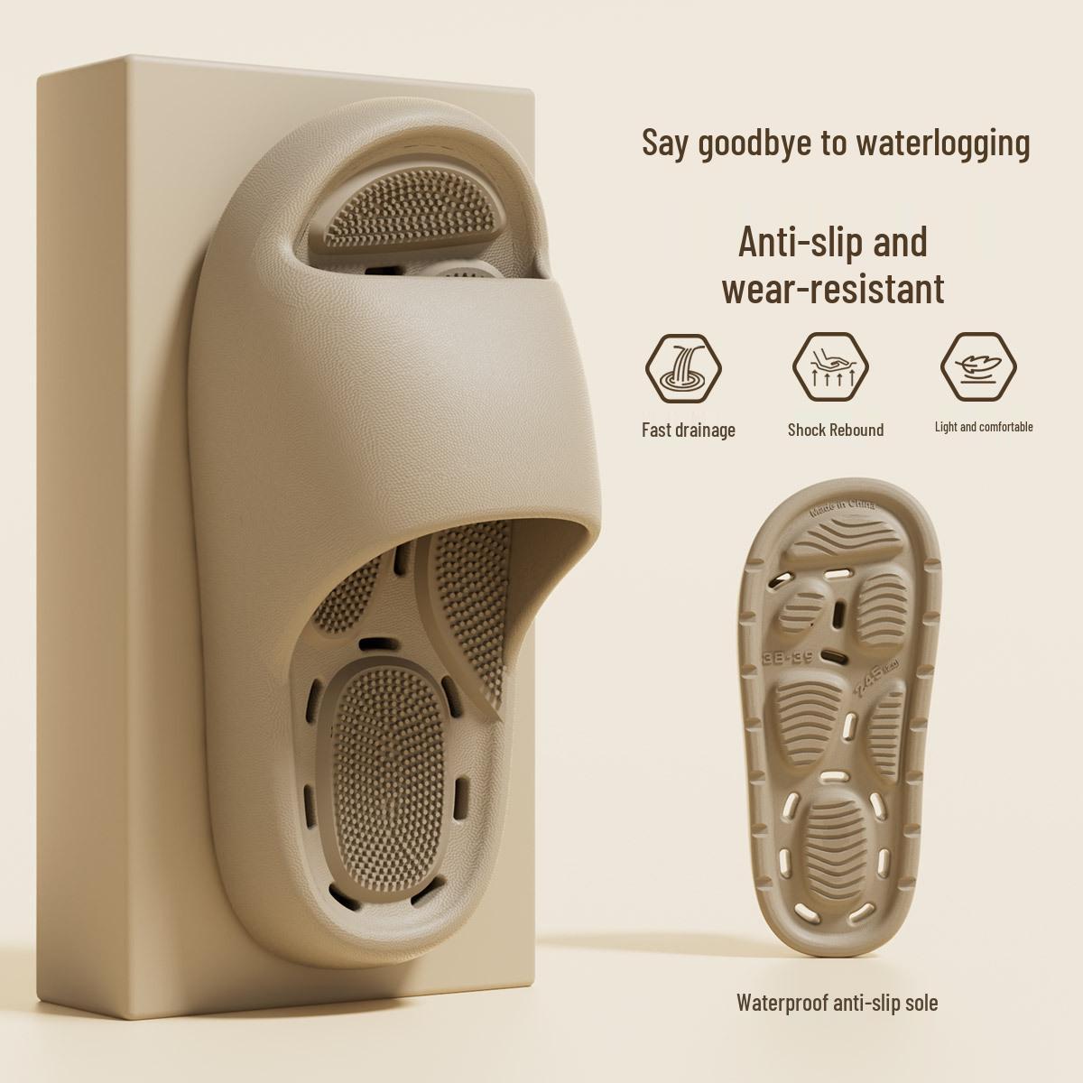Leakproof Quick-Dry EVA Bathroom Slippers - Soft, Non-slip, Hollow Design for Couples, Perfect for Summer Home Use. 40-41 коричневый