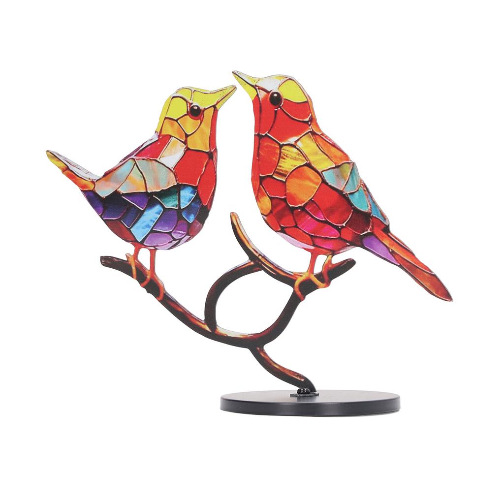 2 Kovové ptáčky Ornament Vizuální dekomprese Barevná dekorace pro domácí stolní dekoraci