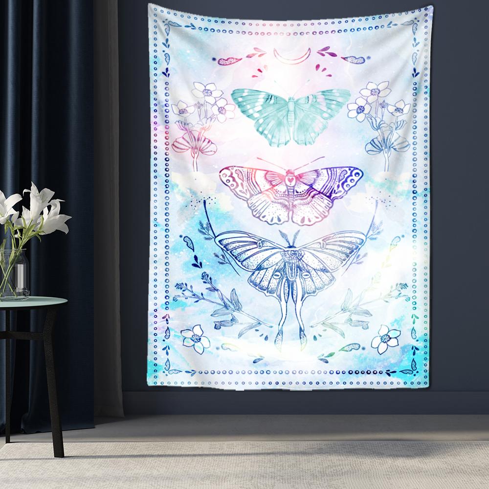 Psychedelic Butterfly Tapestry Wall Hanging Tarot Witchcraft Tapiz Hippie Bohemian Style Mysterious Aesthetics Room Home Decor