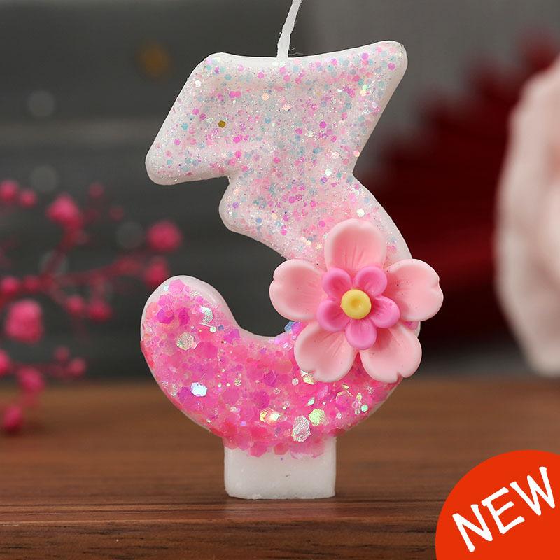 Changing Birthday Candle Cake Topper Colour Creative Number 0-9 Candle Flowers Digital Candles Girl Birthday Party Decoration