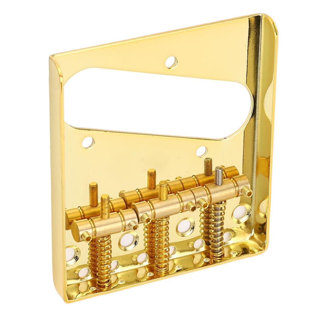 Electric Guitar Bridge Vintage Style 3 Steel Saddle Pass Through for Telecaster 54mm Gold