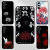 Handyhülle mit rotem Spinnenlilie-Motiv im japanischen Kunst- und Modedesign für Samsung Galaxy S26, S25, S24, S23, S22, S21 Plus, Ultra und Note20 (weich, schwarz)