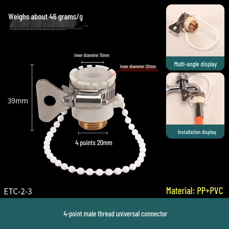 Quick-Connect Universal Faucet to 4/6 Point Washer Inlet Converter
