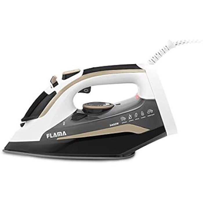 Flama Fer à vapeur 5342FL, base en céramique Ultra Glide, 2400 W, nettoyage automatique, système anticalcaire, réservoir de 370 ml,