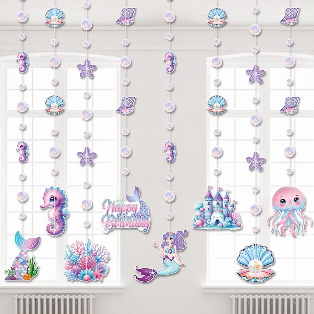 Mermaid Birthday Theme Decorations Hanging Pendant For Kids Celebration Party