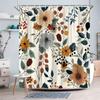 1 Piece Modern Floral Bathroom Decorative Shower Curtain, Polyester Fabric, Machine Washable, Suitable For Bathroom Decoration