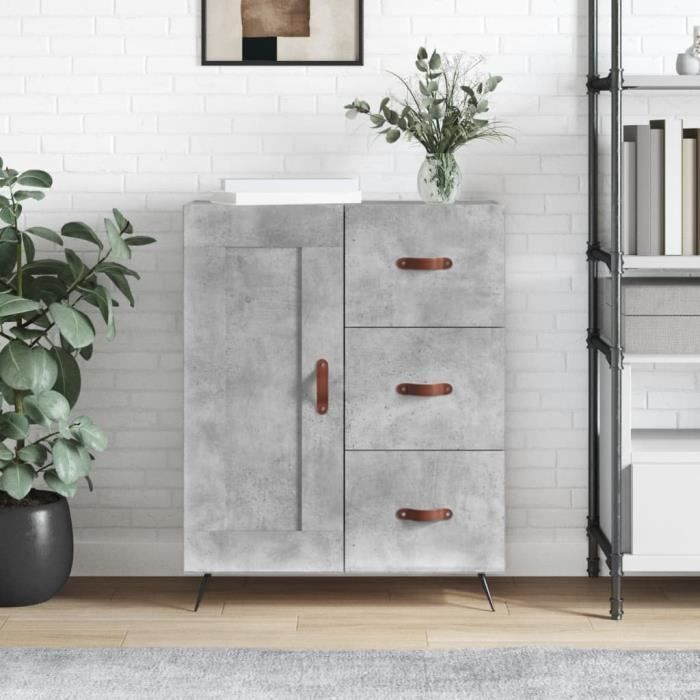 VidaXL Buffet gris béton 69,5x34x90 cm bois d'ingénierie 830232