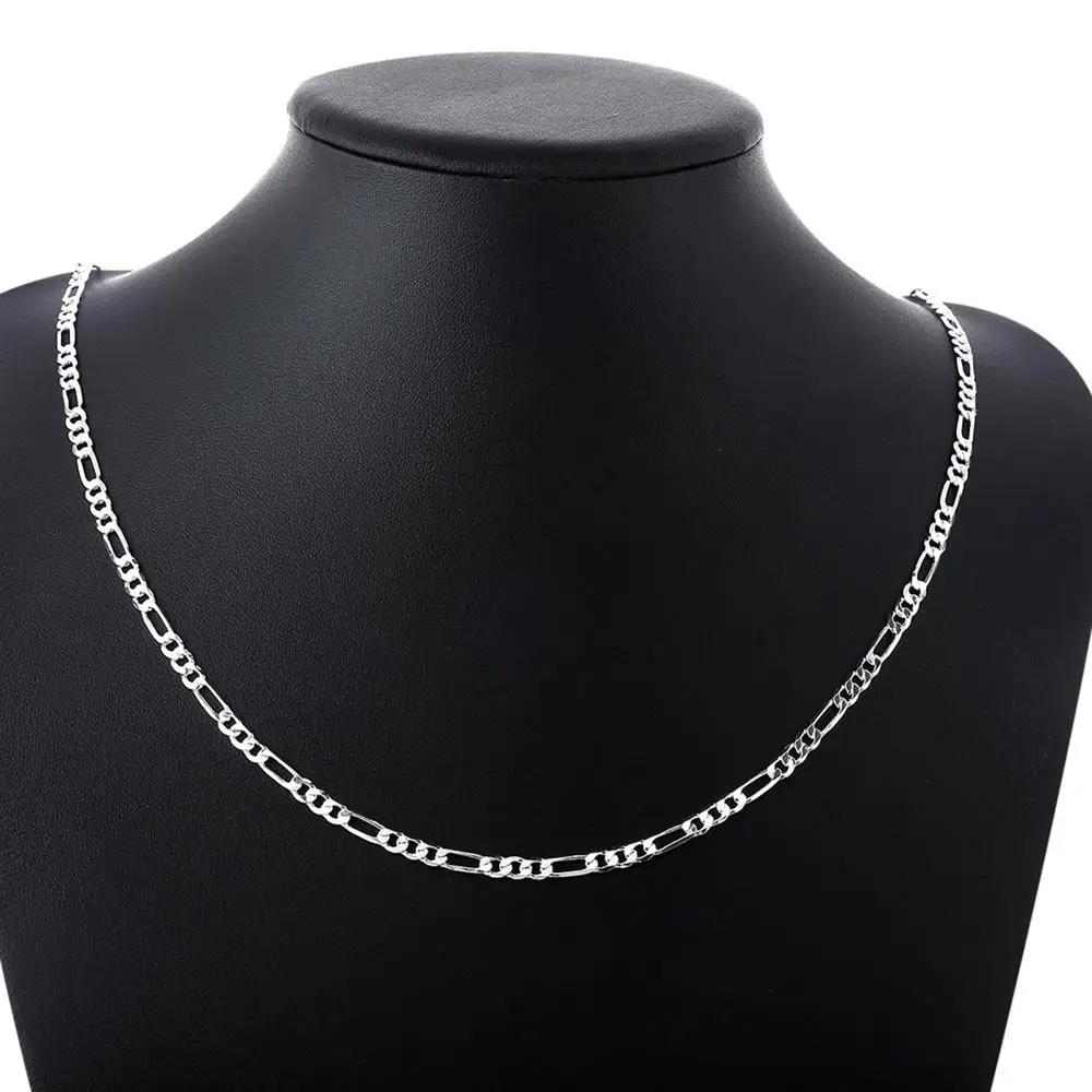 40-75cm 925 Sterling Silver 16-30 Inches Fine 4mm Chain Necklaces For Women Fashion Jewelry