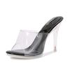 Transparent Crystal Heel High Heel Sandals Fairy Wind Fine Heel Fish Mouth Cool Slippers Summer Model Catwalk Sexy
