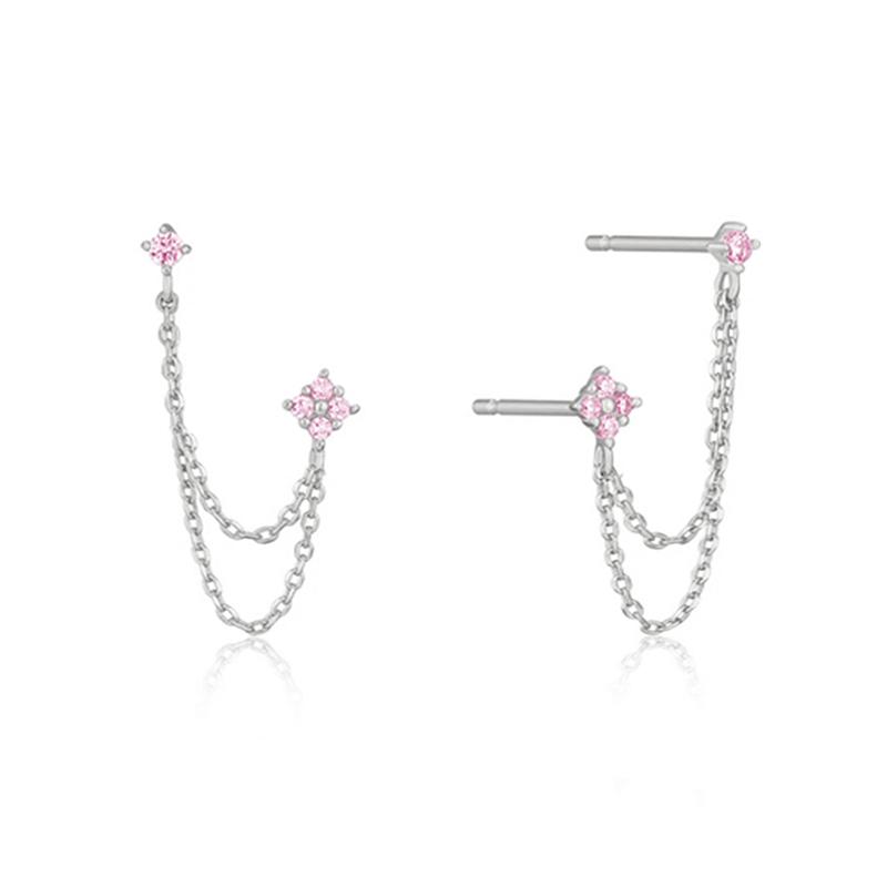 

Нове надходження Подвійні сережки-пусети з ланцюжками-китицями Підвісні сережки для жінок Пірсинг вух 3 кольори металу Розкішні CZ Гарячі ювелірні вироби