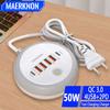 Multi Ports PD Type C Fast Charging Wall Charger 50W USB Charger USB Hub For Samsung iPhone Xiaomi EU/US/UK Plug Phone Charger