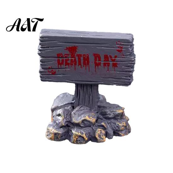 Secret Room Micro Scenery Halloween Miniature Resin Ornaments, Landscape Desktop Decor, Horror Ghost Tombstone Figures Scene Accessories for Fish Tank
