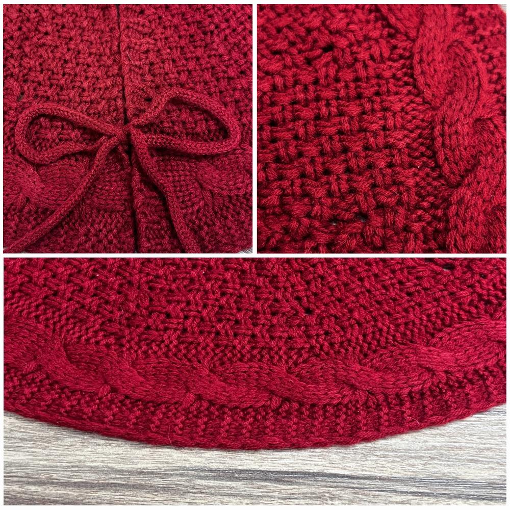 Red/White Christmas Tree Mat 18 in Christmas Tree Carpet Knitted Christmas Tree Skirt  Living Room