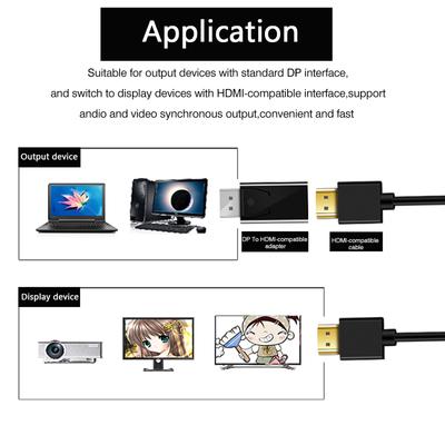 1080P Display Port To HDMI-Compatible Adapter Male To Female DP To HDMI-Compatible Video Audio Cable for PC TV Laptop Projector