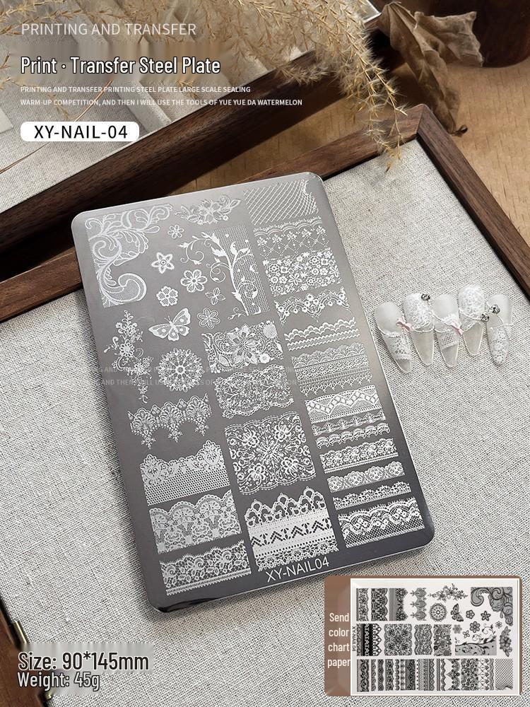 Nail Art Stamping Plates - Star, Polka Dot, Lines, Grid Lace Textures